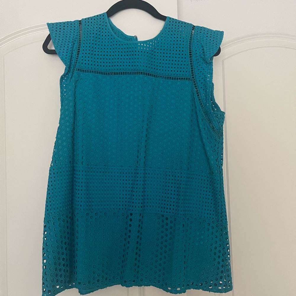 Michael Kors Peacock Blue Eyelet Sleeveless Dress